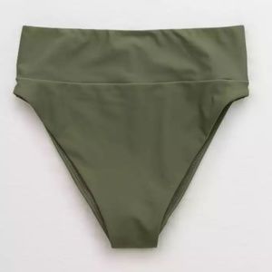 Aerie High Cut Cheeky Bikini Bottom - Olive Green
